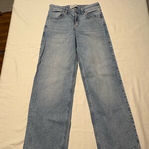 Abercrombie Kids High Rise Wide Leg Denim Jeans in a light wash